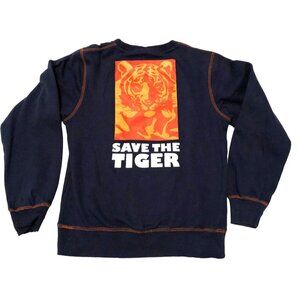 Rare Levi's Save the Tigers Sweatshirt M Blue Large Graphic Poem By Will Blake